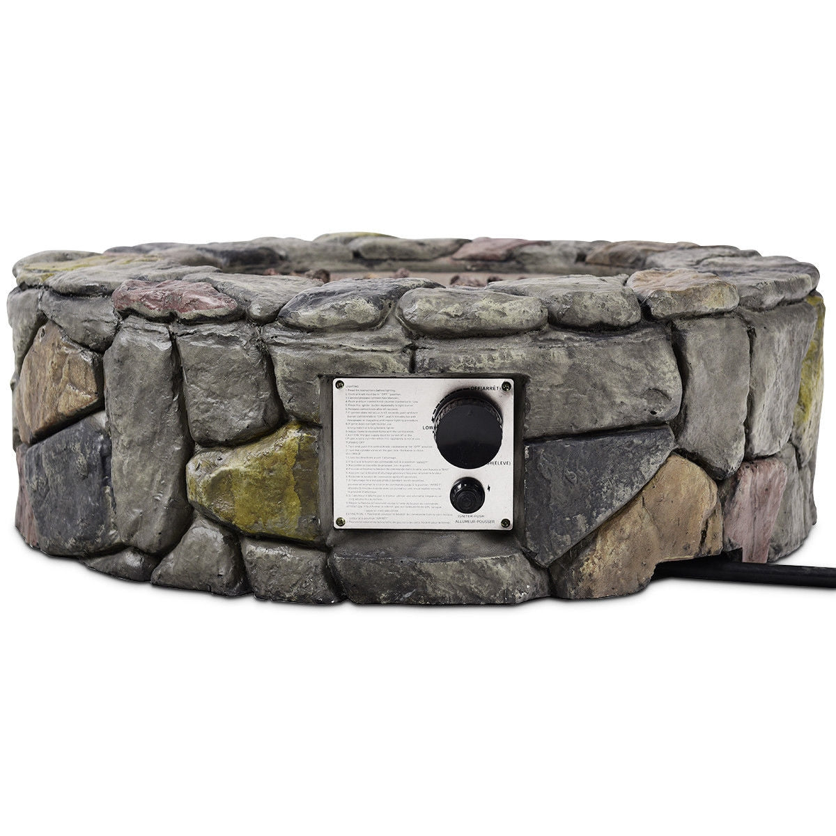 28 Inch Propane Gas Fire Pit with Lava Rocks and Protective Cover-GrayÂ