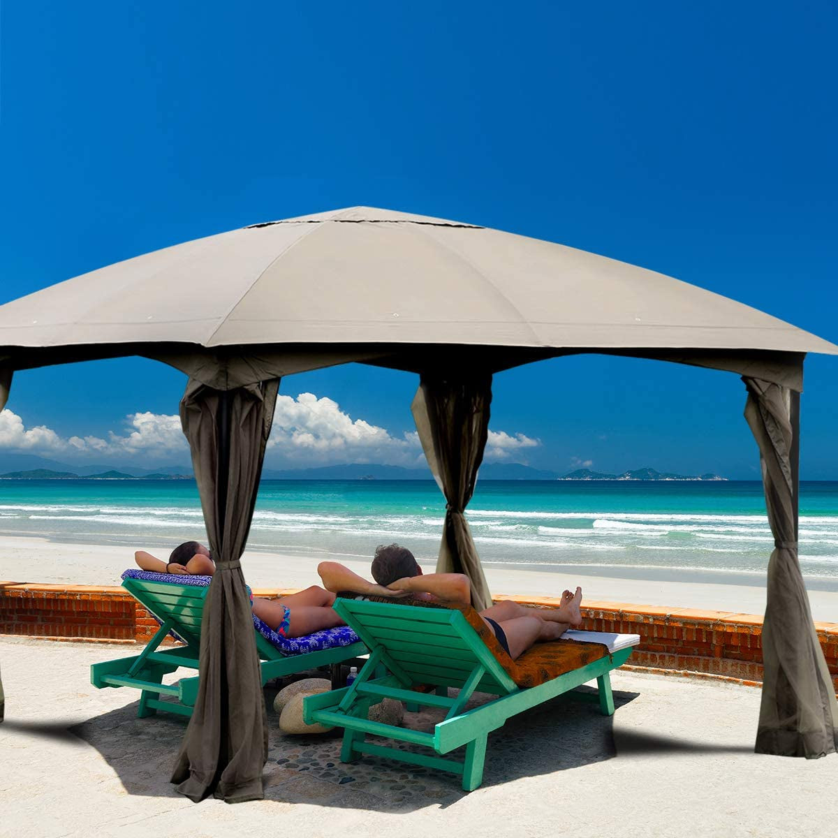 11.5 x 11.5 Feet Fully Enclosed Outdoor Gazebo with Removable 4 WallsÂ