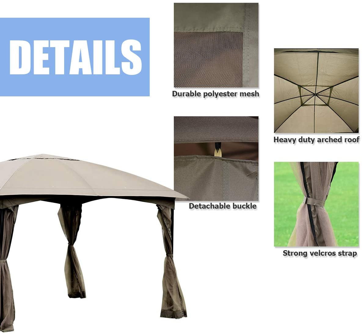 11.5 x 11.5 Feet Fully Enclosed Outdoor Gazebo with Removable 4 WallsÂ