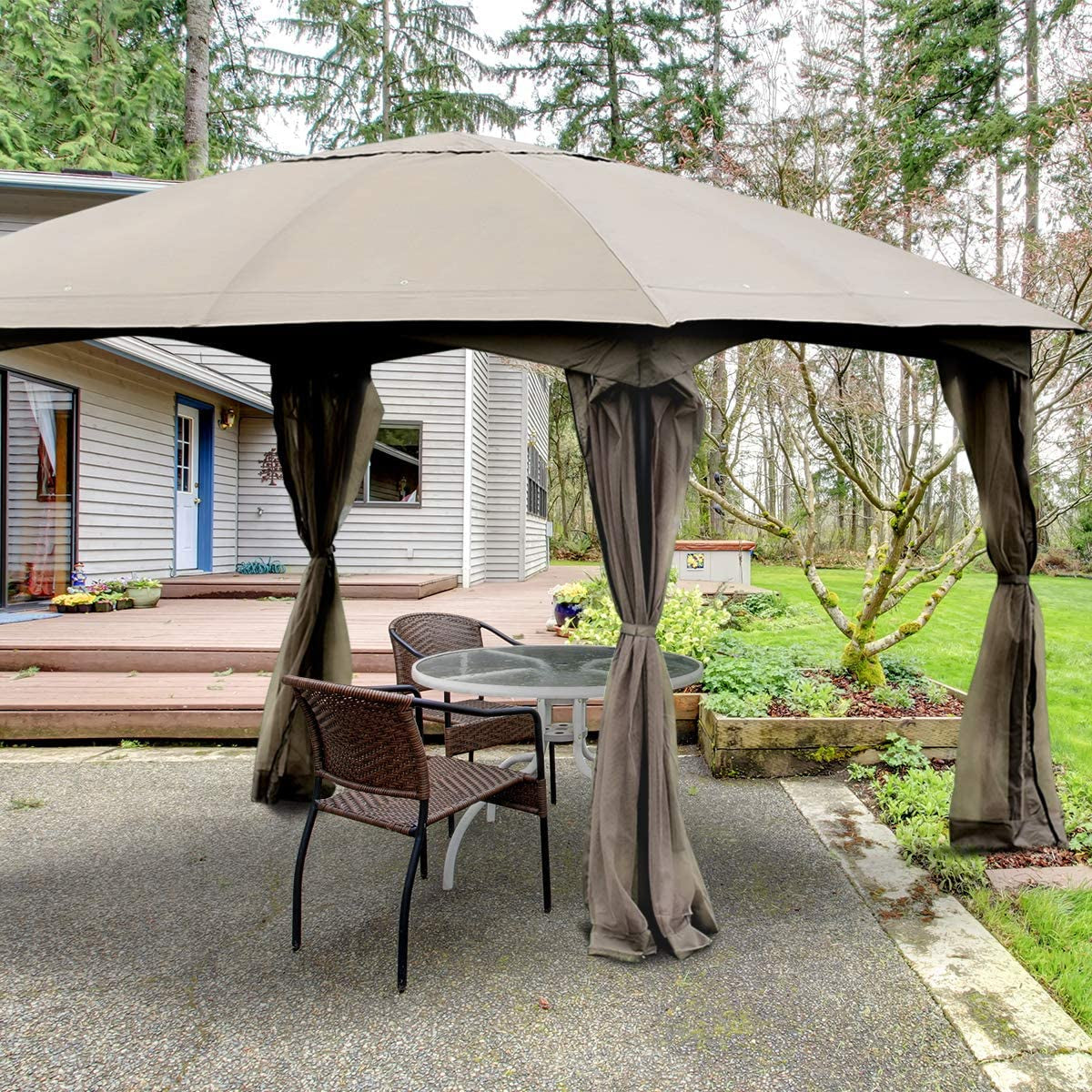 11.5 x 11.5 Feet Fully Enclosed Outdoor Gazebo with Removable 4 WallsÂ