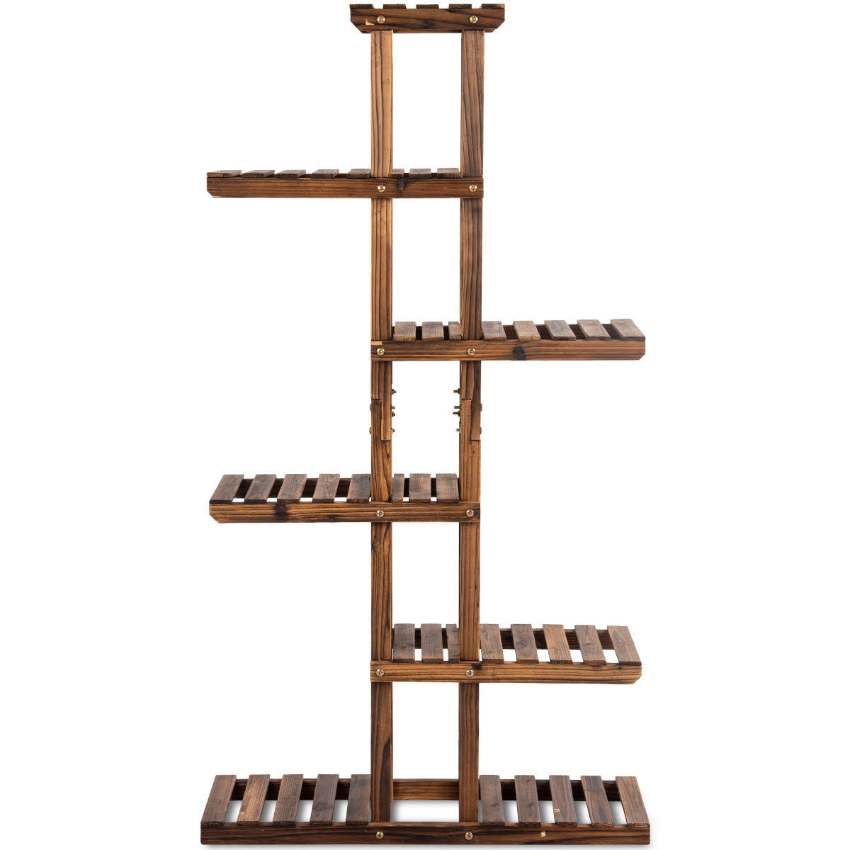 6 Tier Garden Wooden Shelf Storage Plant Rack StandÂ