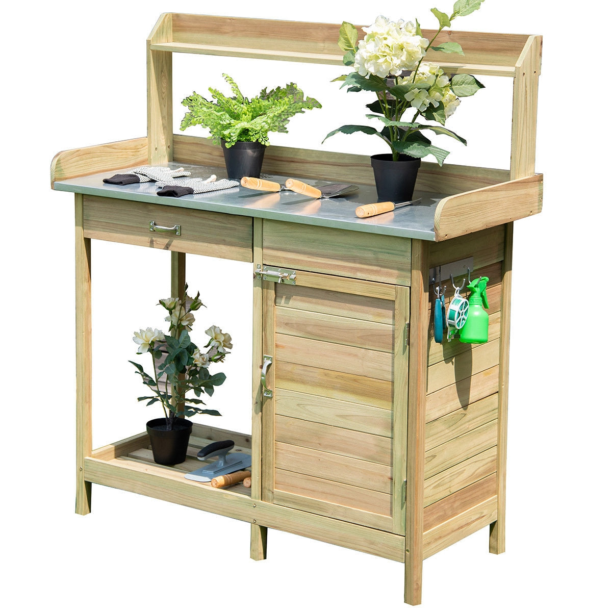 Outdoor Garden Wooden Work Station Potting BenchÂ