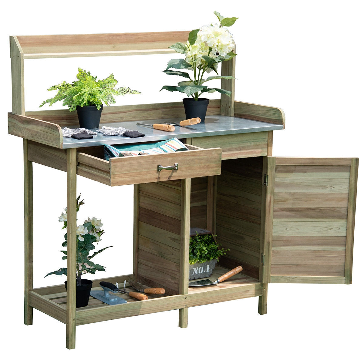 Outdoor Garden Wooden Work Station Potting BenchÂ