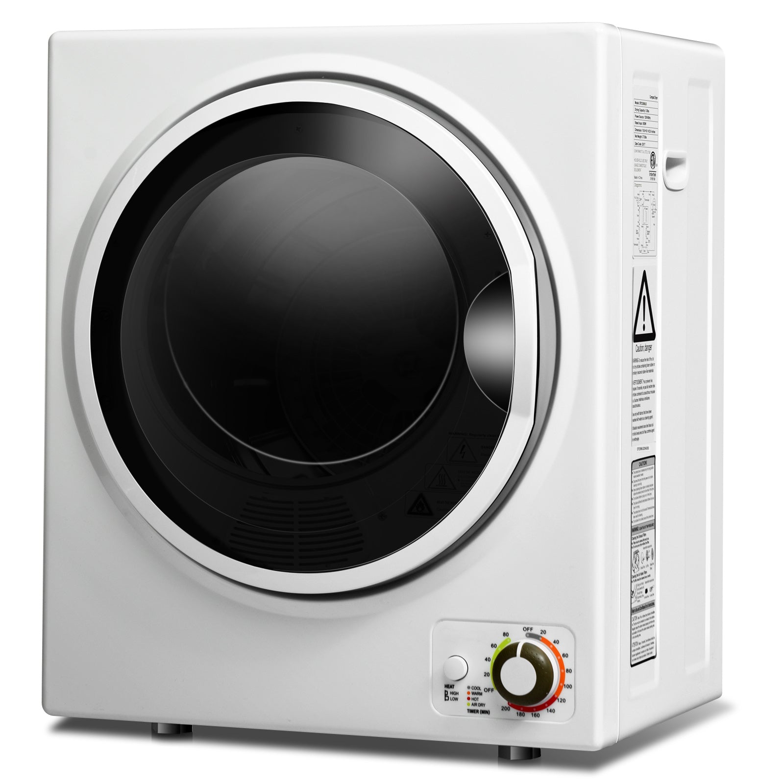 1.5 Cu .ft Clothes Dryer with with Stainless Steel Wall Mount-WhiteÂ