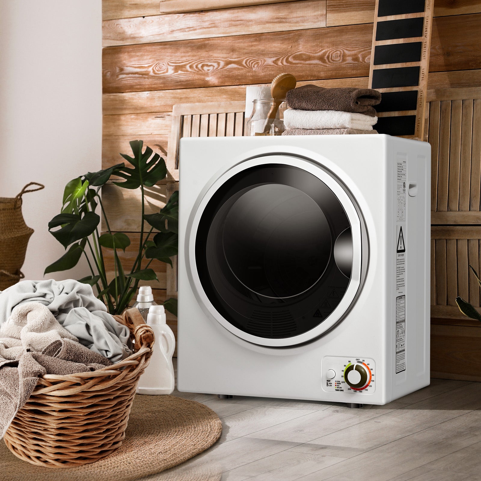 1.5 Cu .ft Clothes Dryer with with Stainless Steel Wall Mount-WhiteÂ