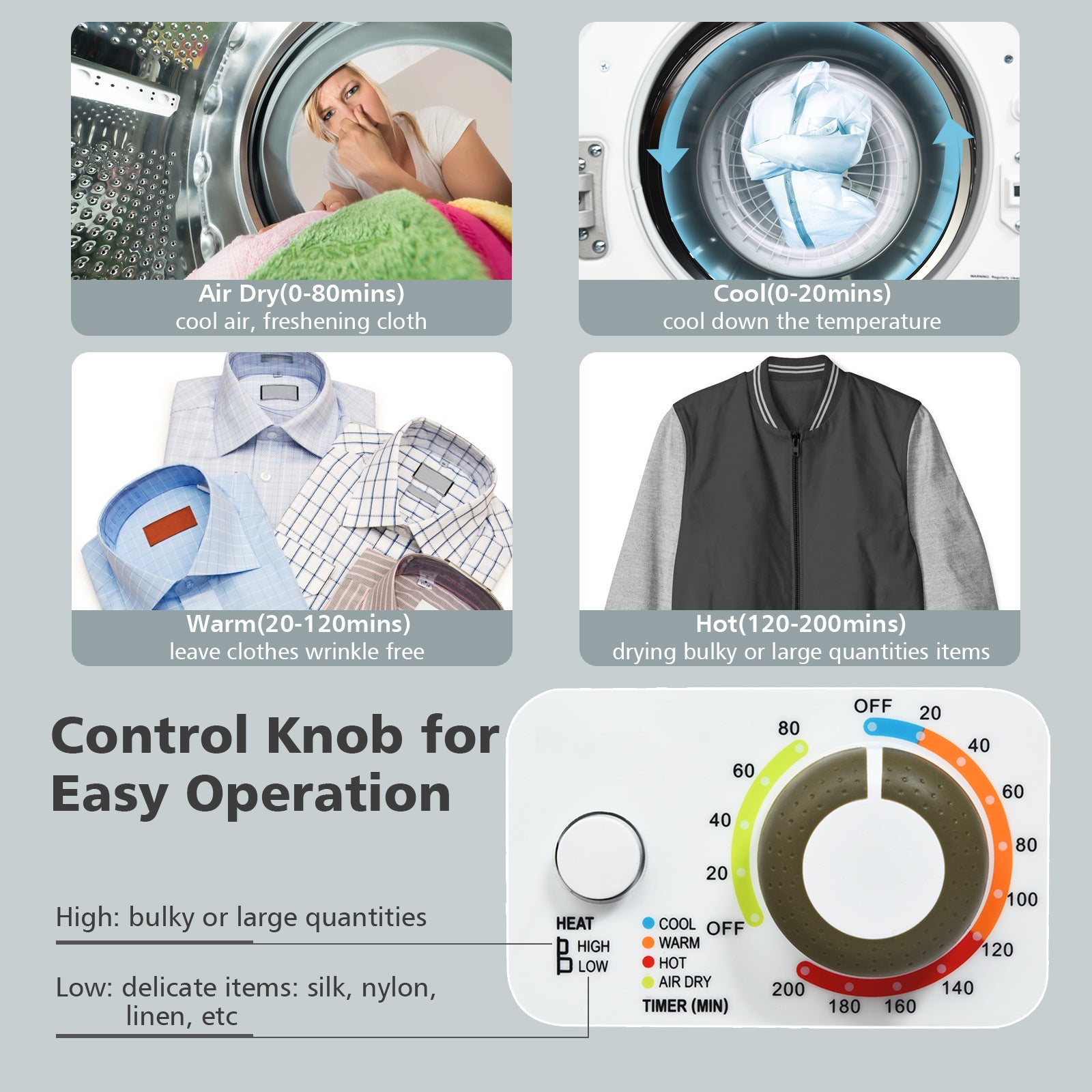 1.5 Cu .ft Clothes Dryer with with Stainless Steel Wall Mount-WhiteÂ