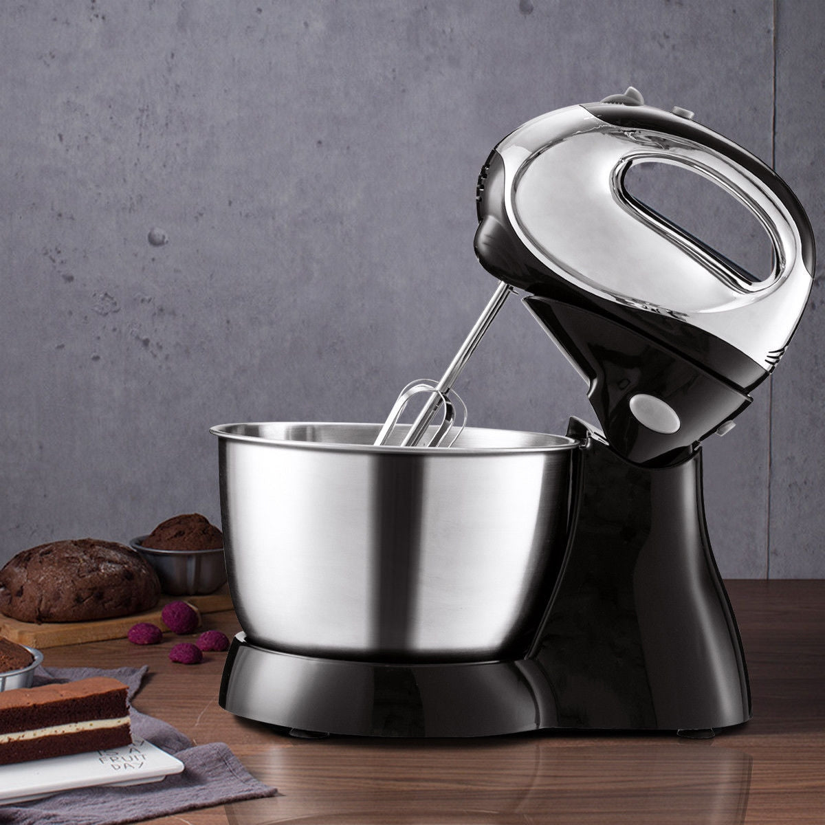 200W 5-Speed Stand Mixer with Dough Hooks BeatersÂ