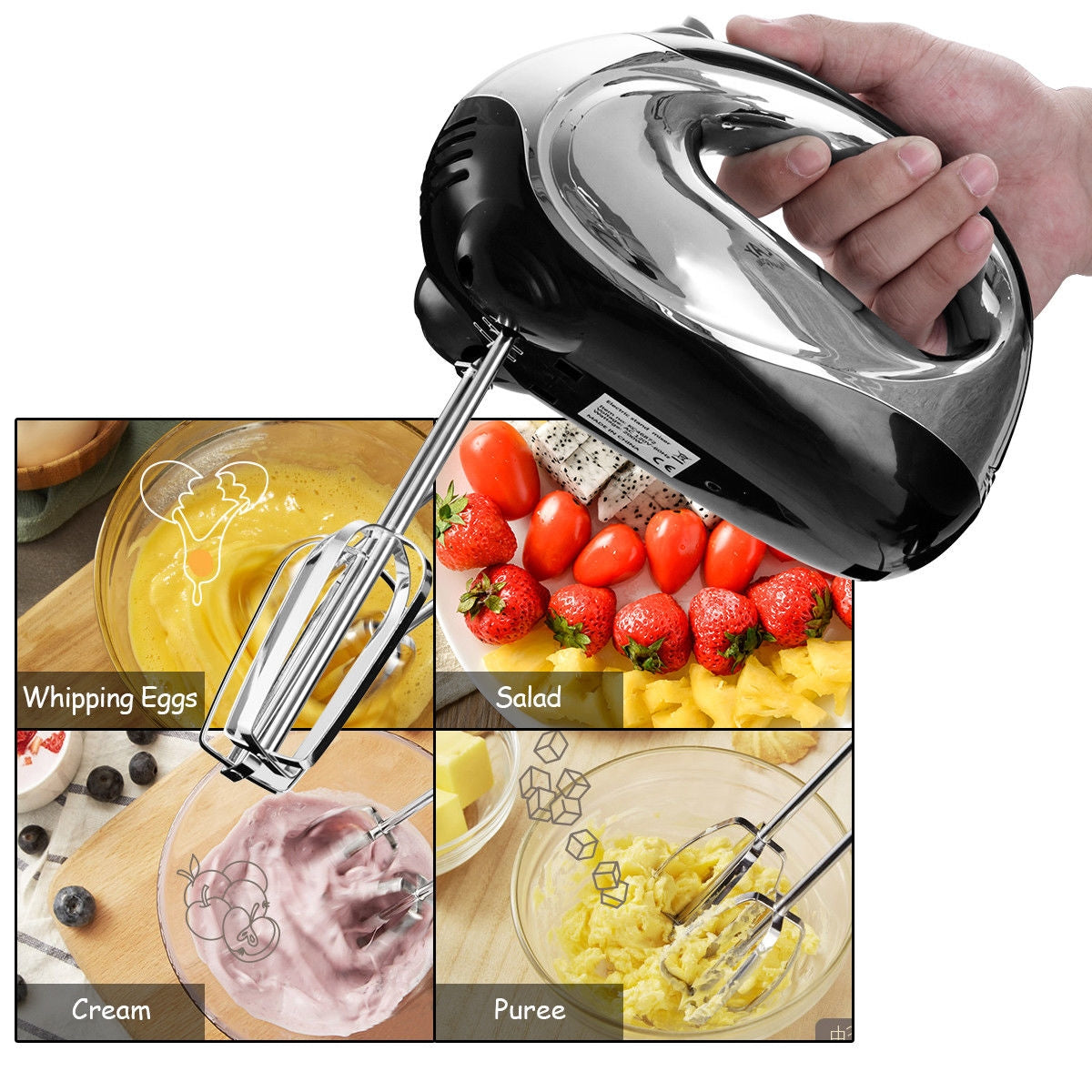 200W 5-Speed Stand Mixer with Dough Hooks BeatersÂ