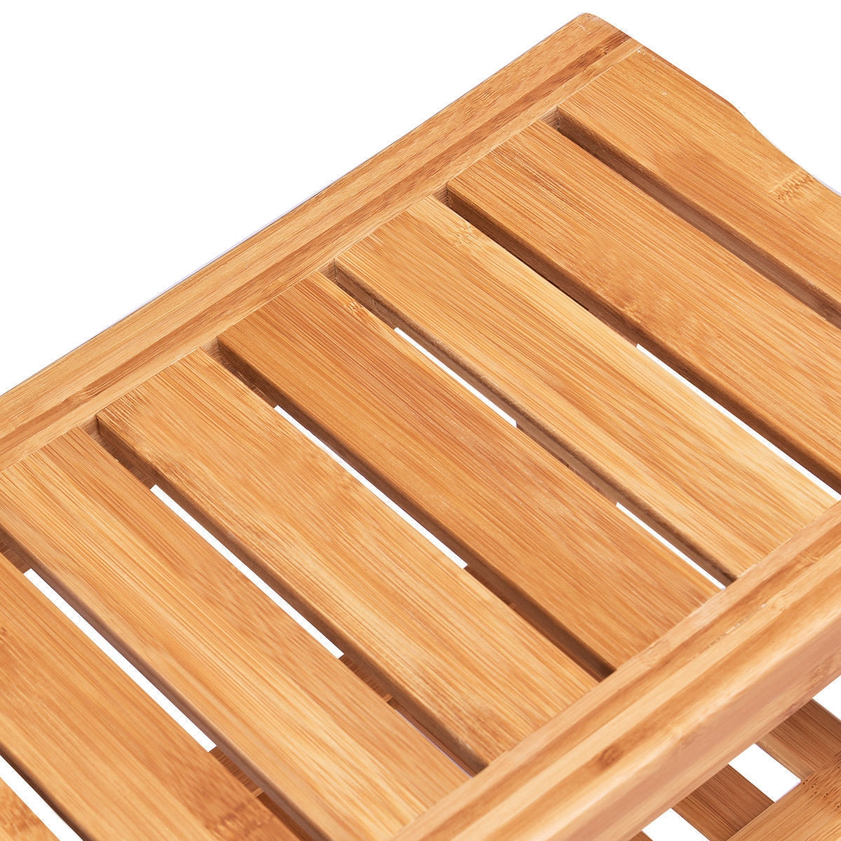 Bathroom Bamboo Shower Chair Bench with Storage ShelfÂ