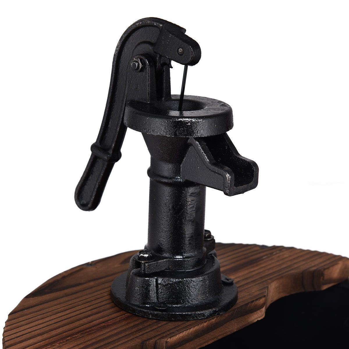 2-Tiers Outdoor Wooden Barrel Waterfall Fountain with PumpÂ