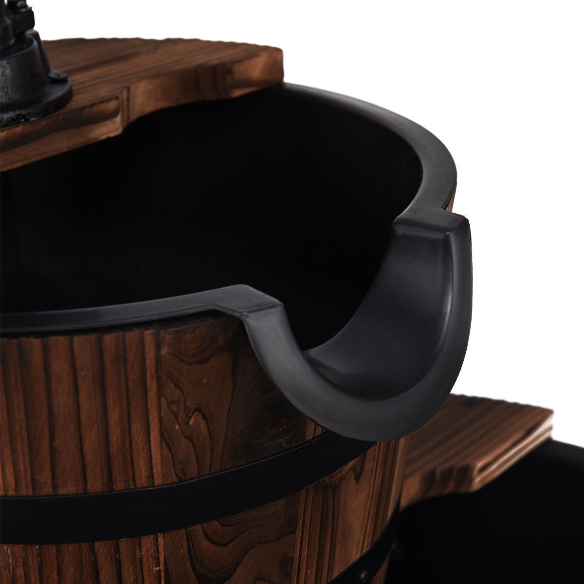 2-Tiers Outdoor Wooden Barrel Waterfall Fountain with PumpÂ