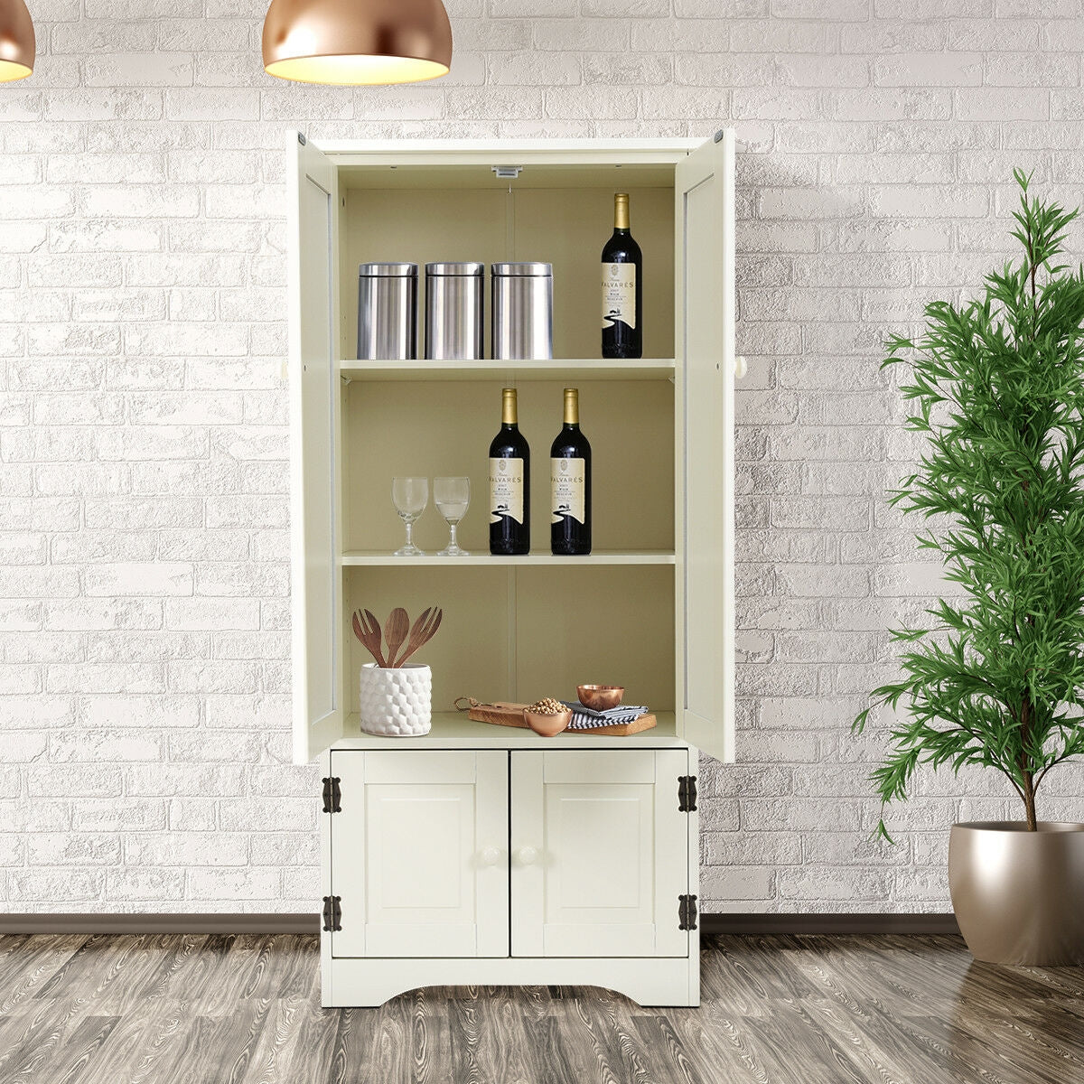 Accent Storage Cabinet Adjustable Shelves-WhiteÂ