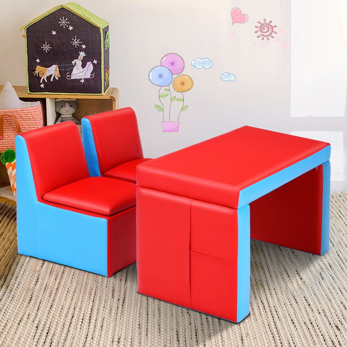 Multi-functional Kids Sofa Table Chair SetÂ