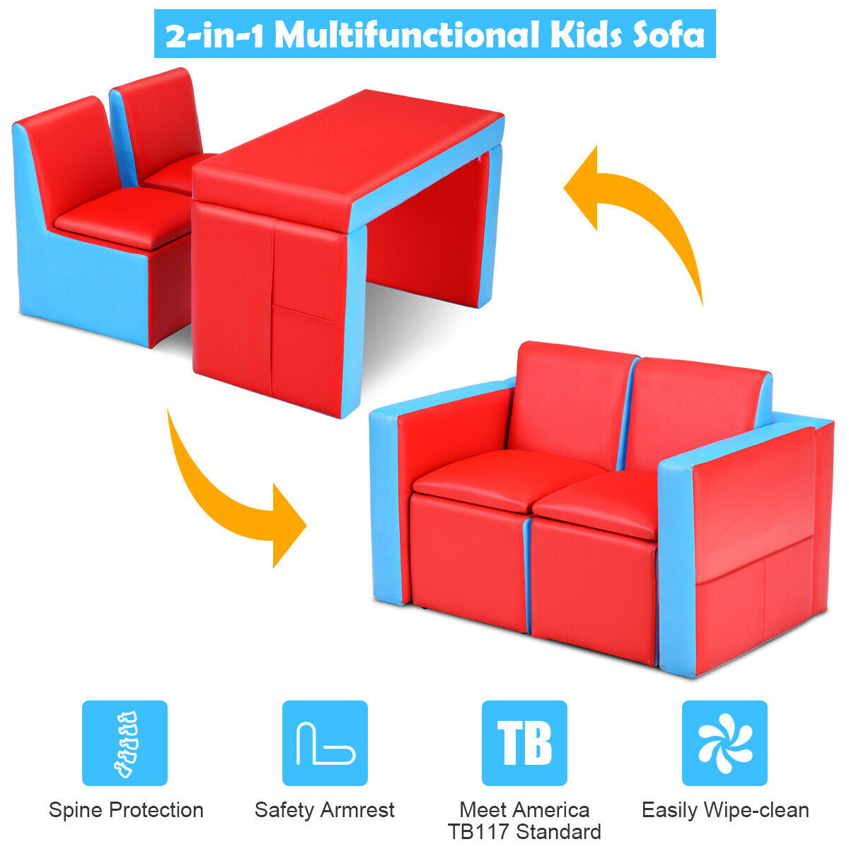 Multi-functional Kids Sofa Table Chair SetÂ