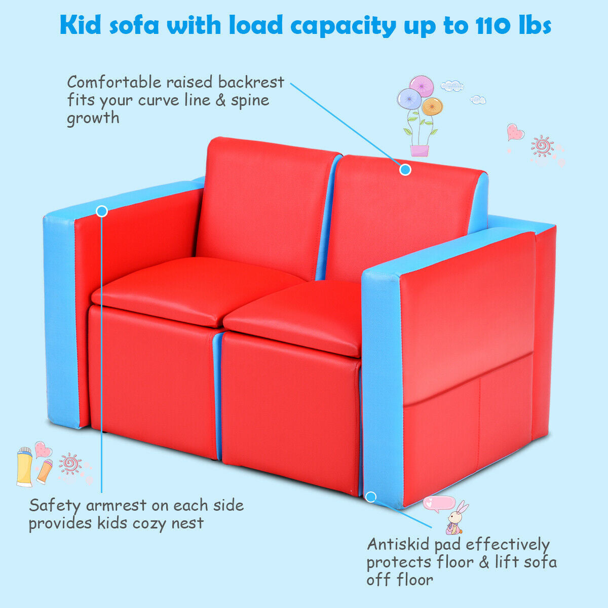 Multi-functional Kids Sofa Table Chair SetÂ
