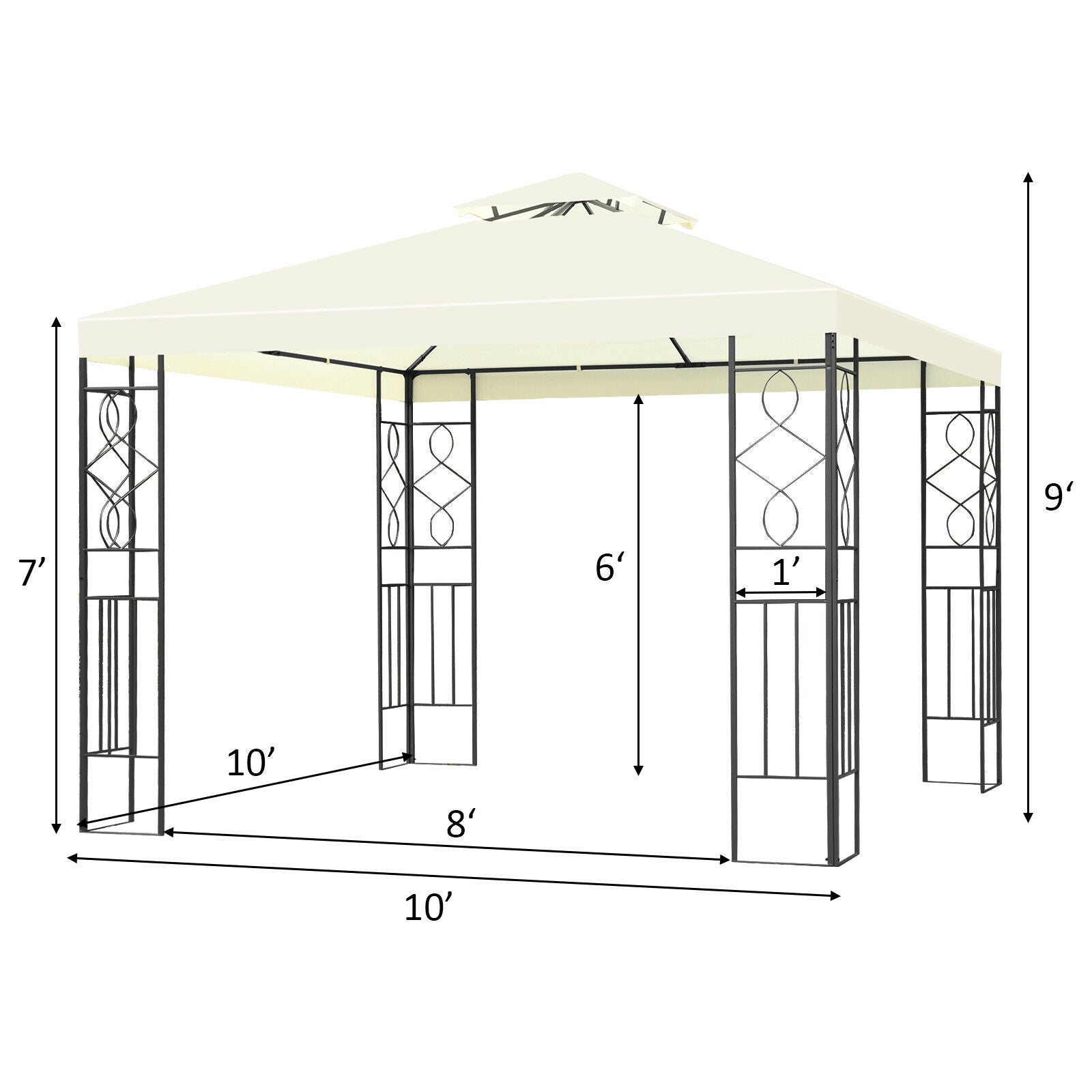 2 Tiers 10 x 10 Feet Patio Gazebo Canopy TentÂ