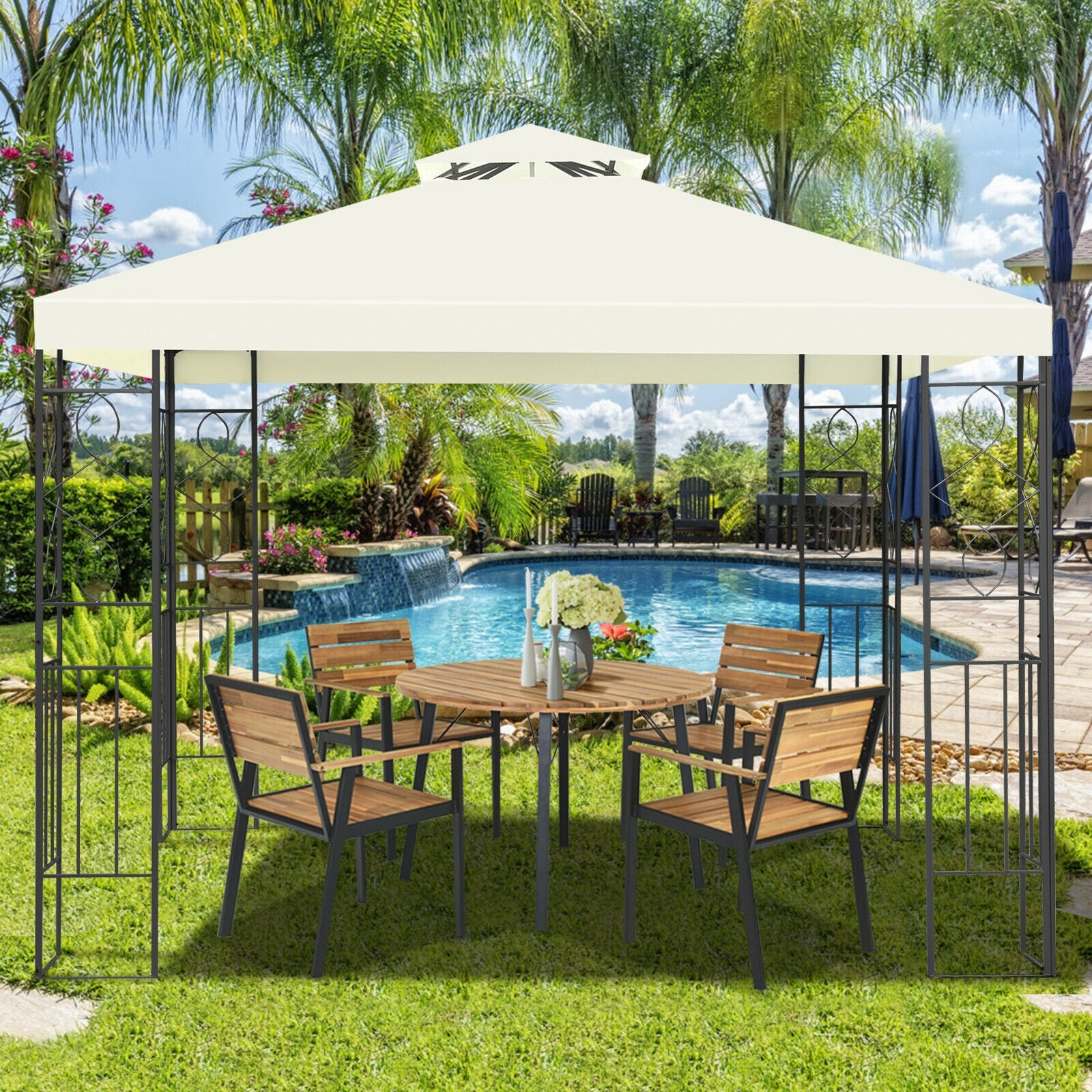 2 Tiers 10 x 10 Feet Patio Gazebo Canopy TentÂ