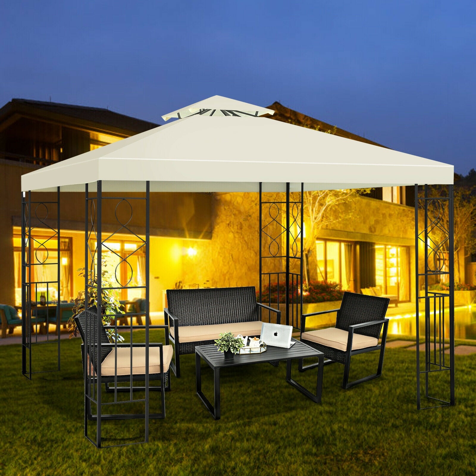 2 Tiers 10 x 10 Feet Patio Gazebo Canopy TentÂ