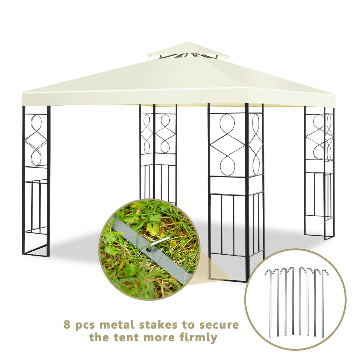 2 Tiers 10 x 10 Feet Patio Gazebo Canopy TentÂ