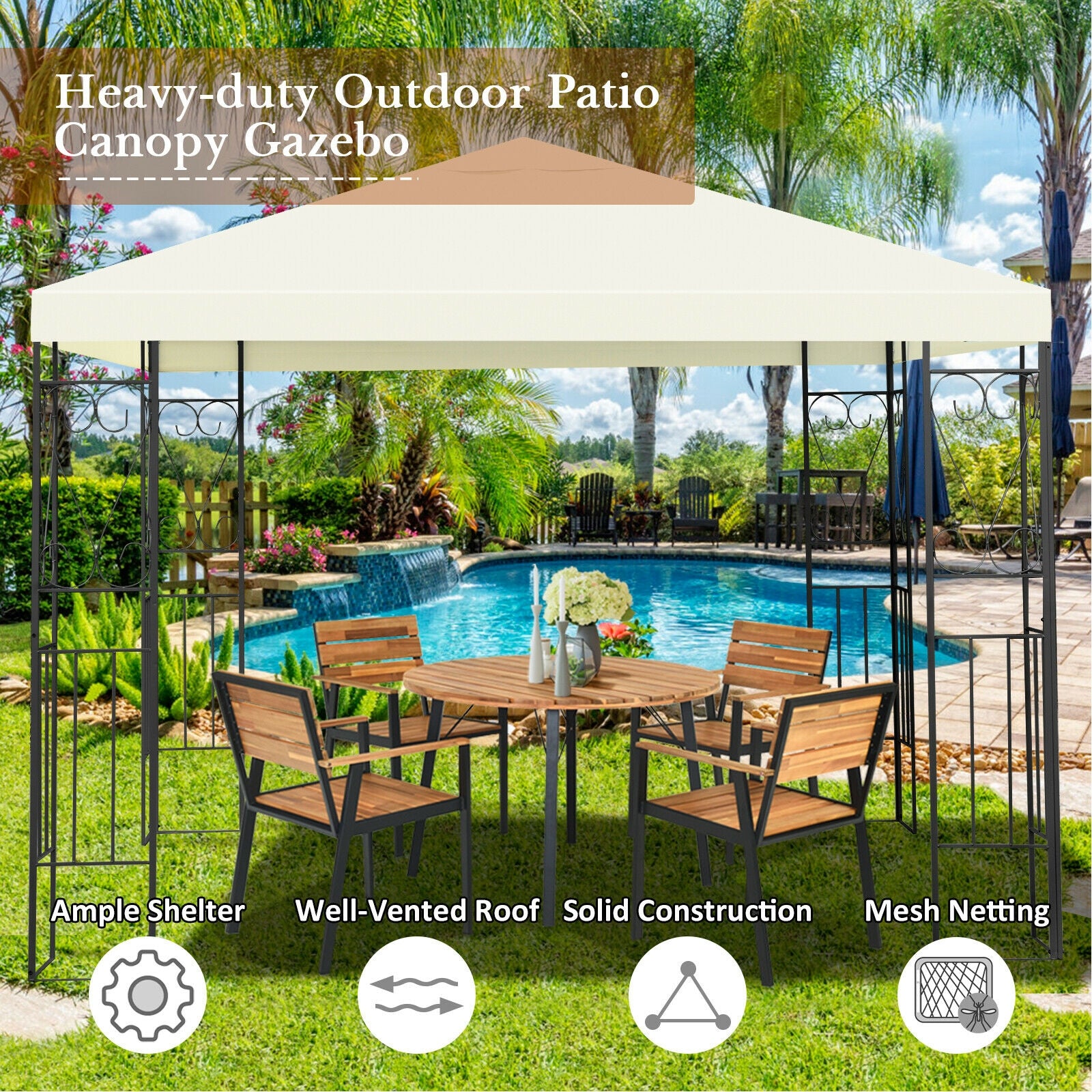 10 x 10 Feet Patio Gazebo Canopy Tent Garden ShelterÂ