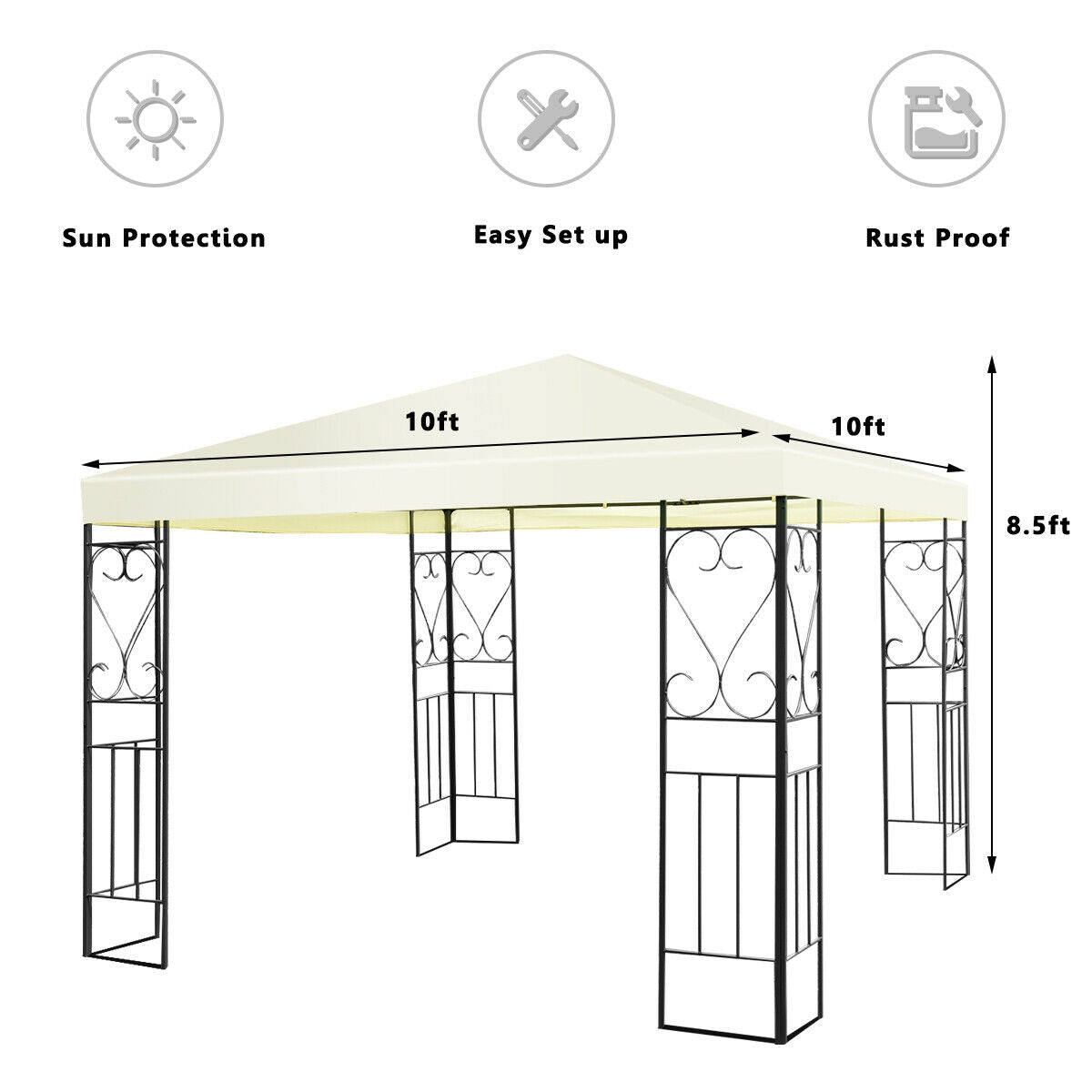 10 x 10 Feet Patio Gazebo Canopy Tent Garden ShelterÂ