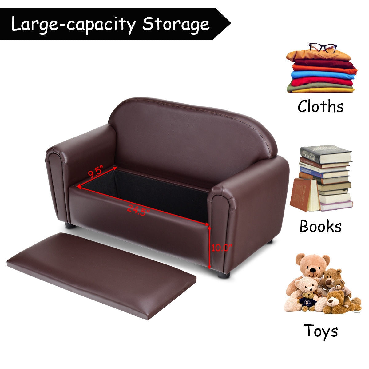 Kids Sofa Armrest Chair with Storage FunctionÂ