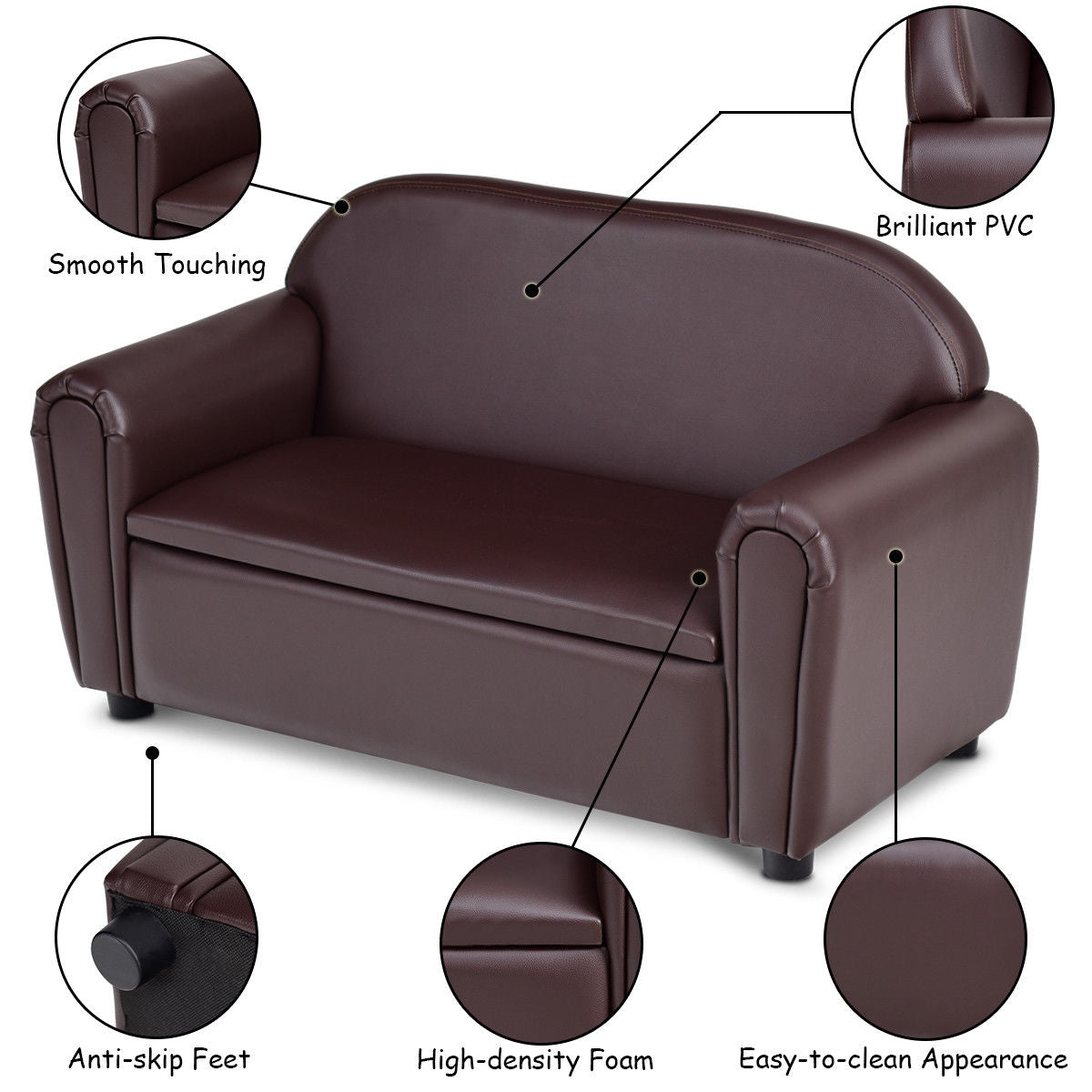 Kids Sofa Armrest Chair with Storage FunctionÂ