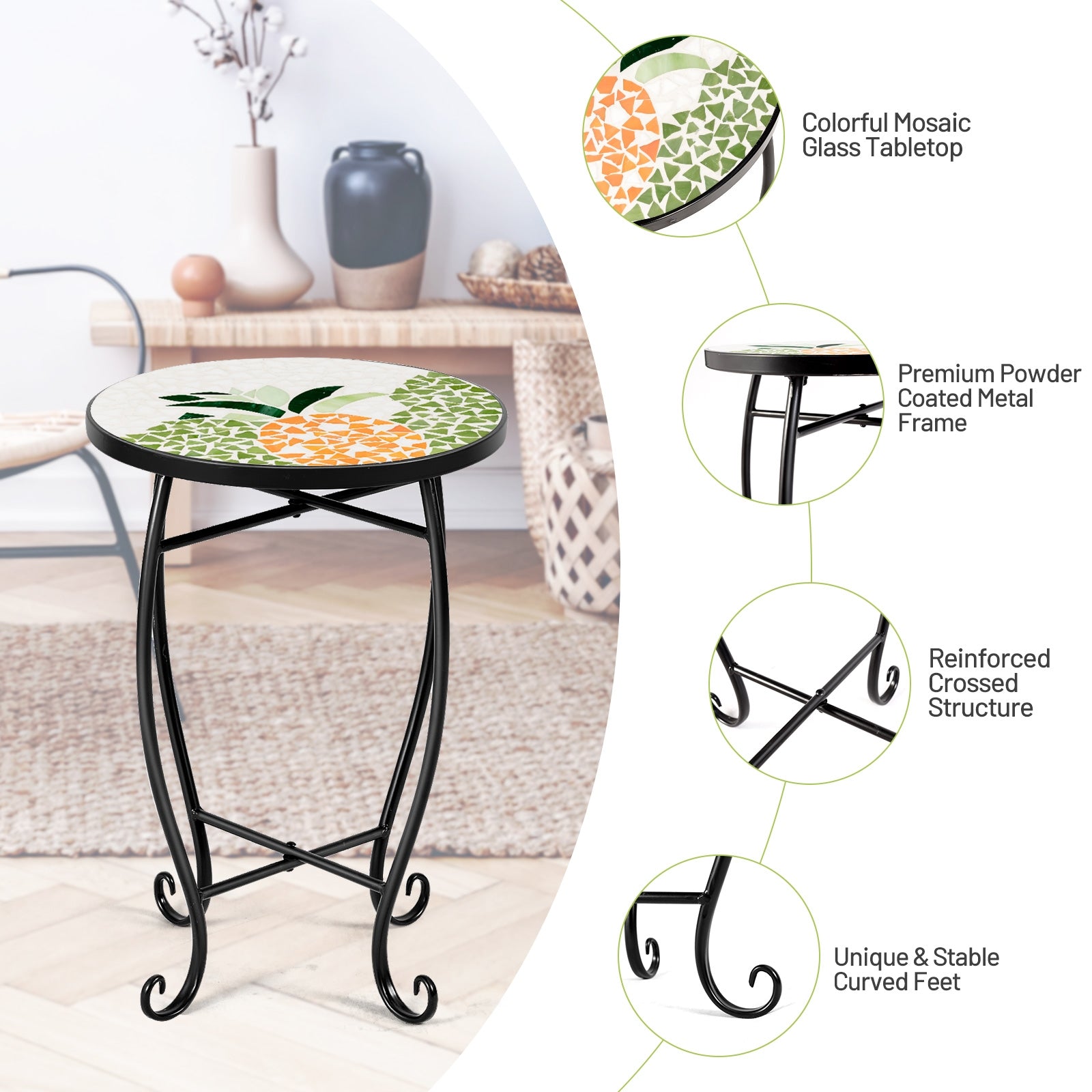 Outdoor Indoor Steel Accent Plant Stand Cobalt Table-YellowÂ