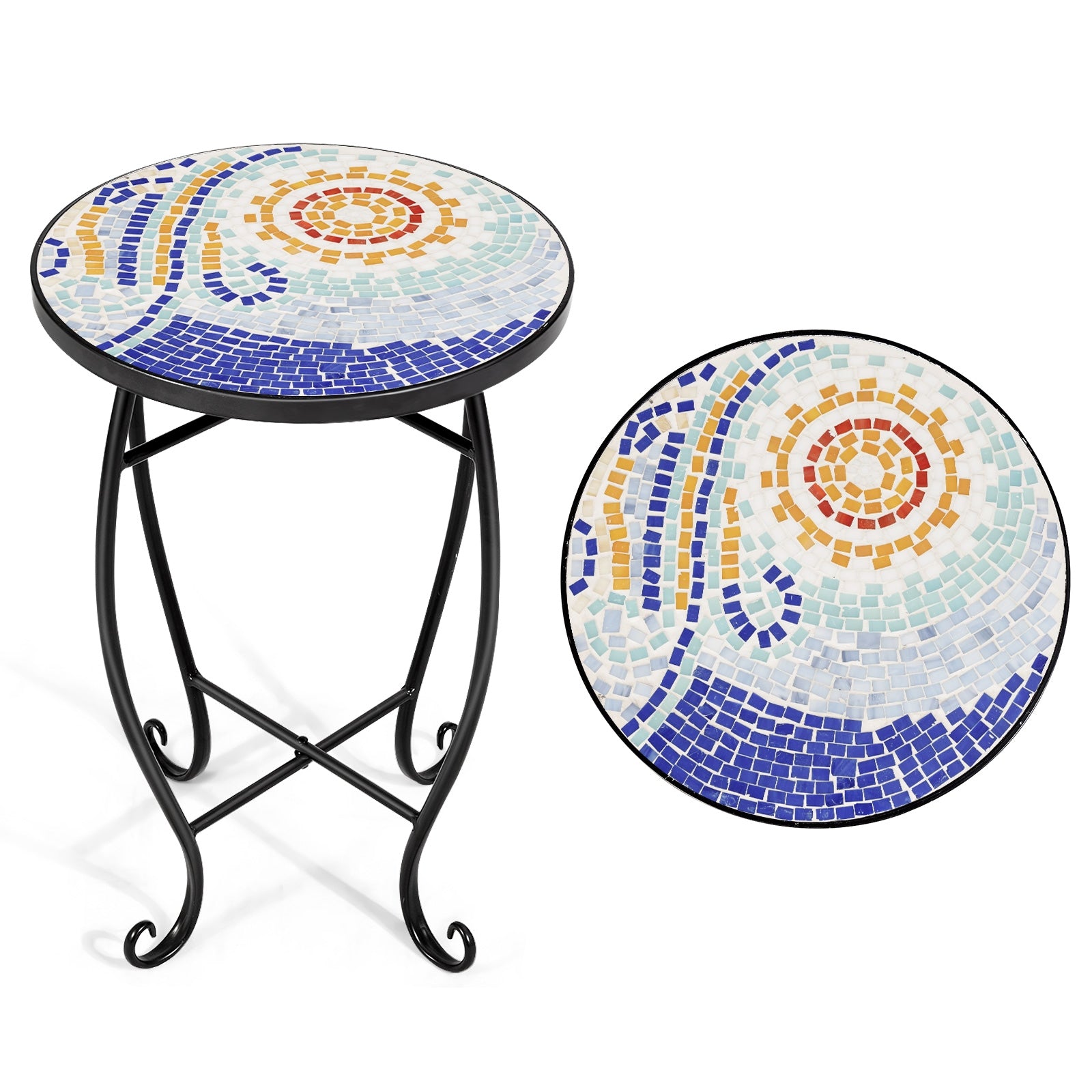 Outdoor Indoor Steel Accent Plant Stand Cobalt Table-NavyÂ