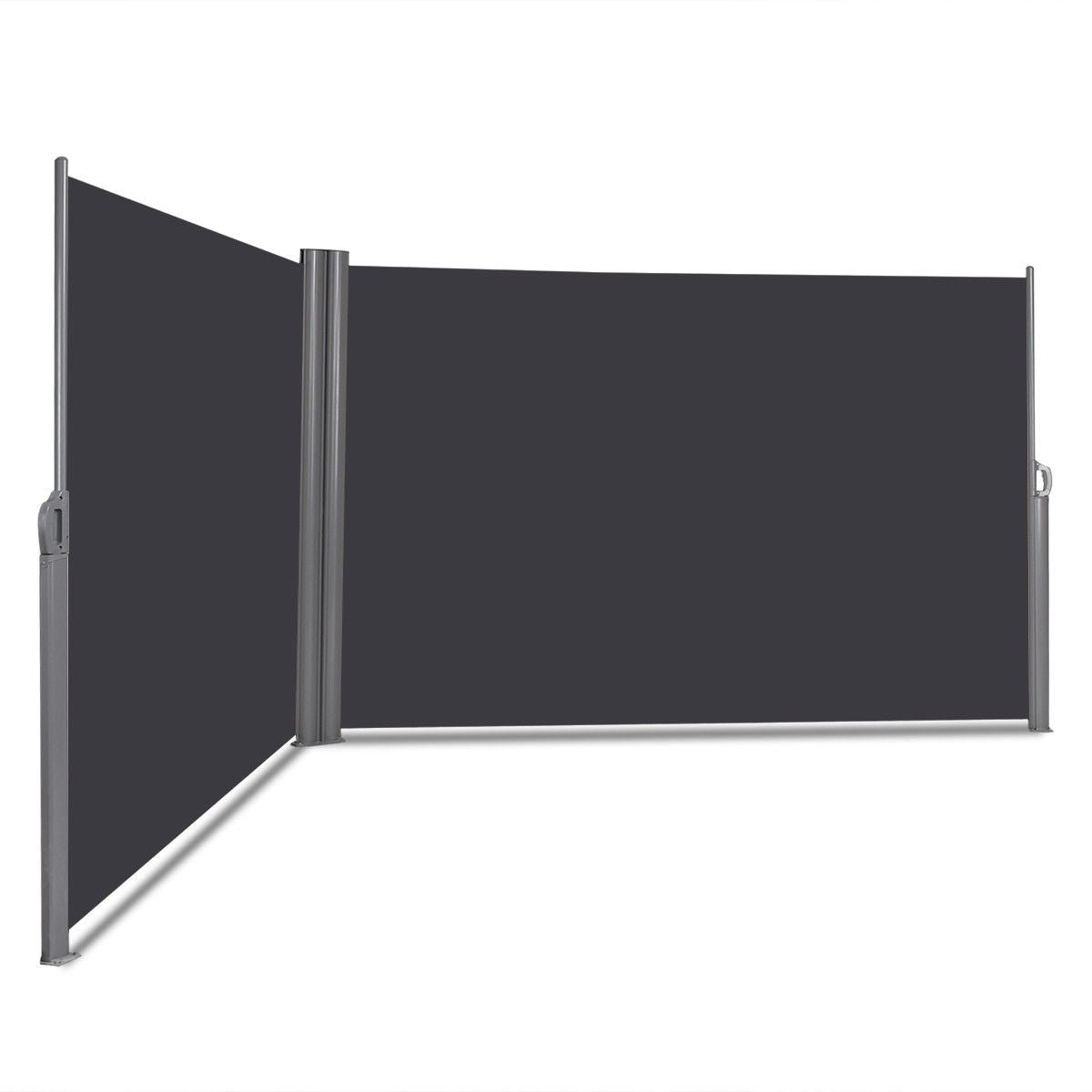 237 x 63 Inch Patio Retractable Double Folding Side Awning Screen DividerÂ
