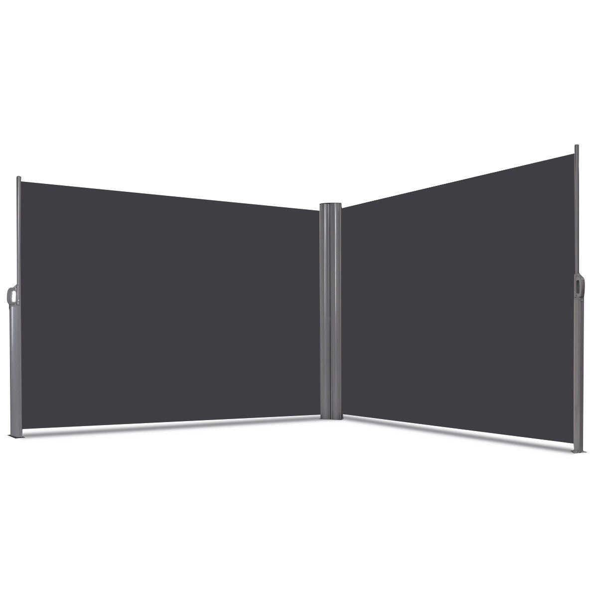 237 x 63 Inch Patio Retractable Double Folding Side Awning Screen DividerÂ