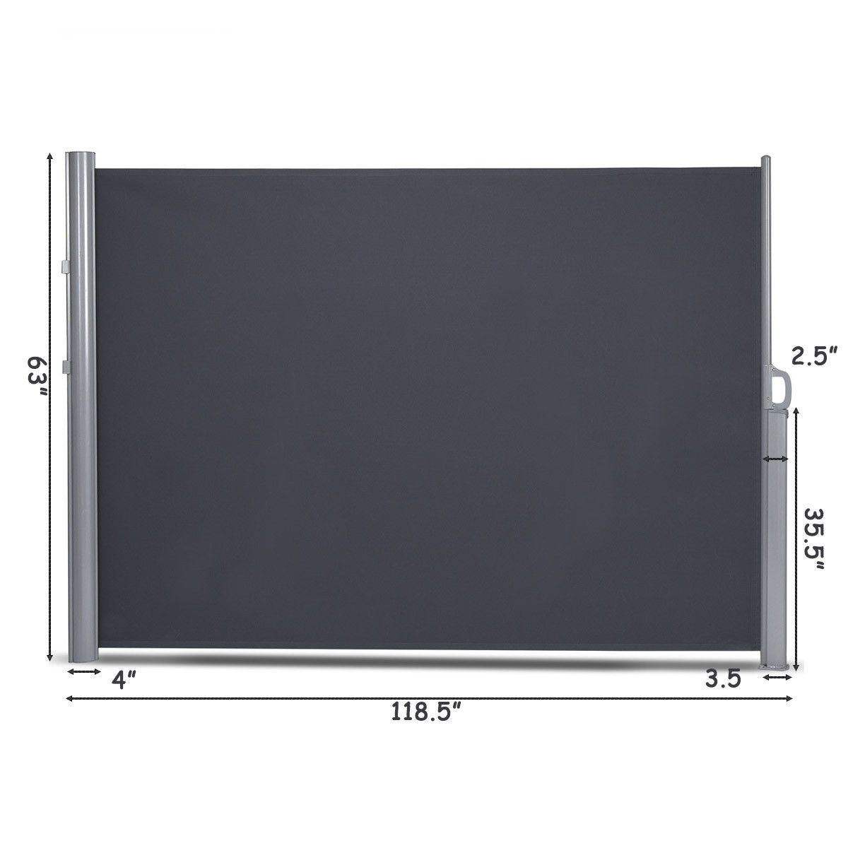 118.5 x 63 Inch Patio Retractable Folding Side Awning Screen Privacy DividerÂ
