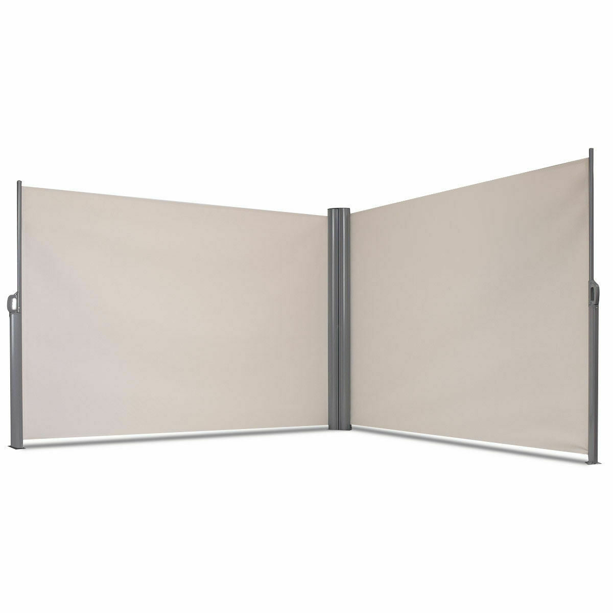 237 x 71 Inch Patio Retractable Double Folding Side Awning Screen DividerÂ