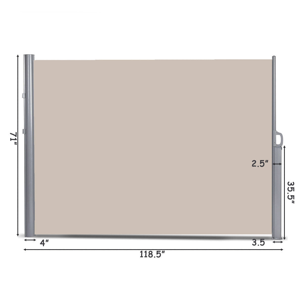 118.5 x 71 Inch Patio Retractable Folding Side Awning ScreenÂ