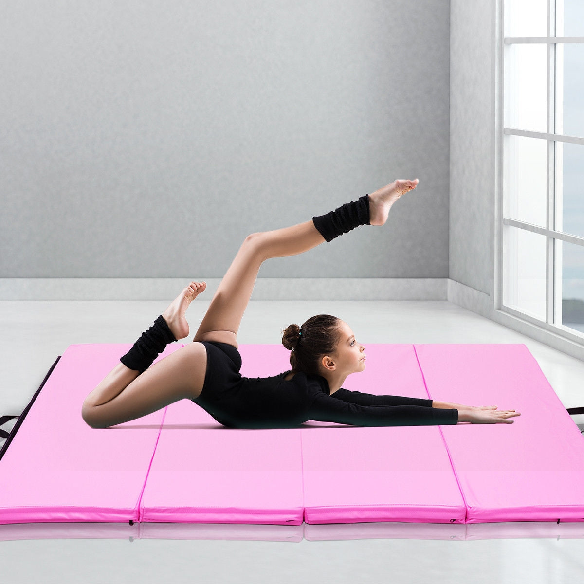 4' x 6' x 2" PU Thick Folding Panel Exercise Gymnastics Mat-PinkÂ