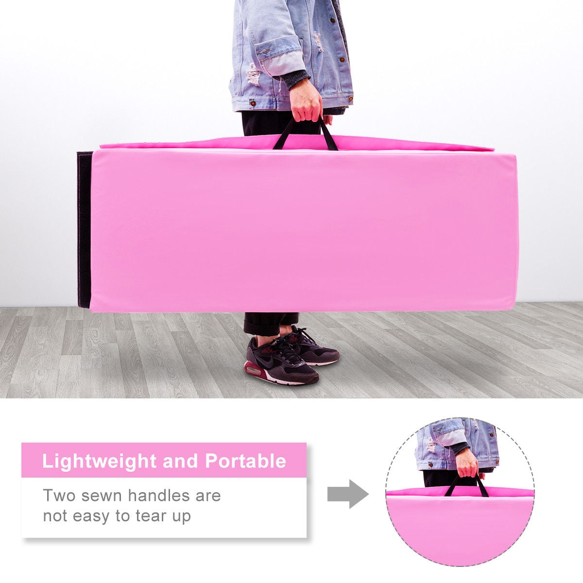 4' x 6' x 2" PU Thick Folding Panel Exercise Gymnastics Mat-PinkÂ