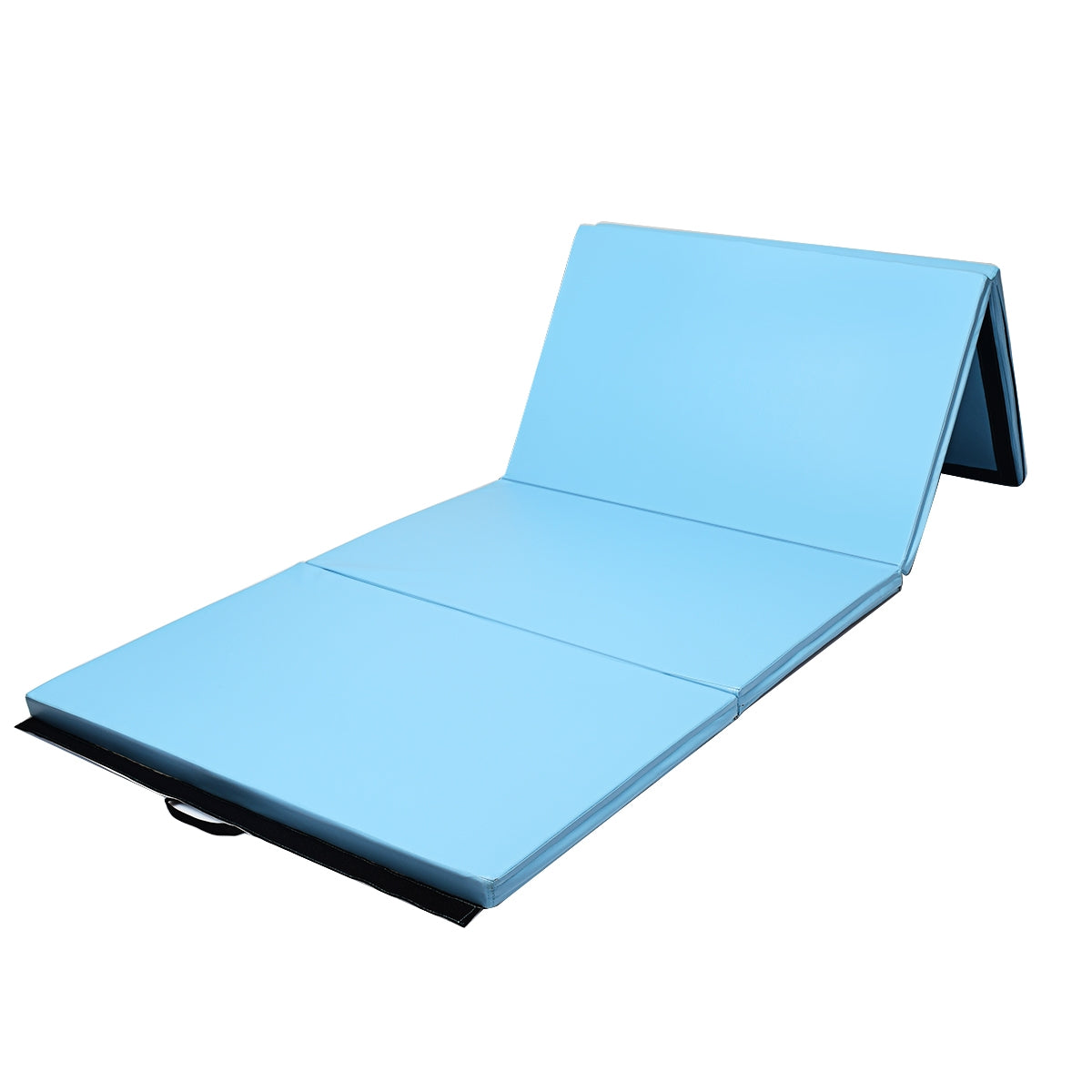 4 Feet x 10 Feet Thick Folding Panel Gymnastics Mat-Light BlueÂ