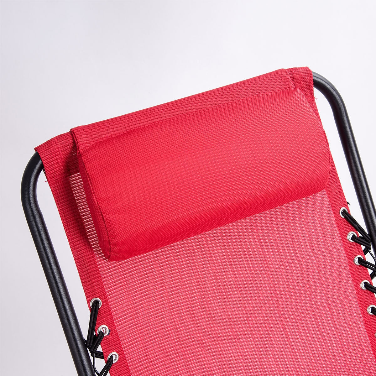 Outdoor Patio Headrest Folding Zero Gravity Rocking Chair-RedÂ