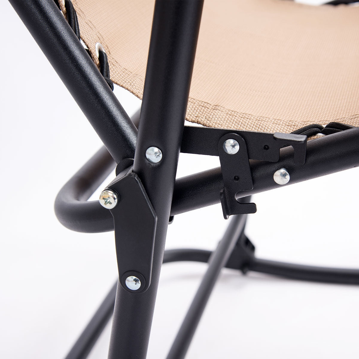 Outdoor Patio Headrest Folding Zero Gravity Rocking Chair-BeigeÂ