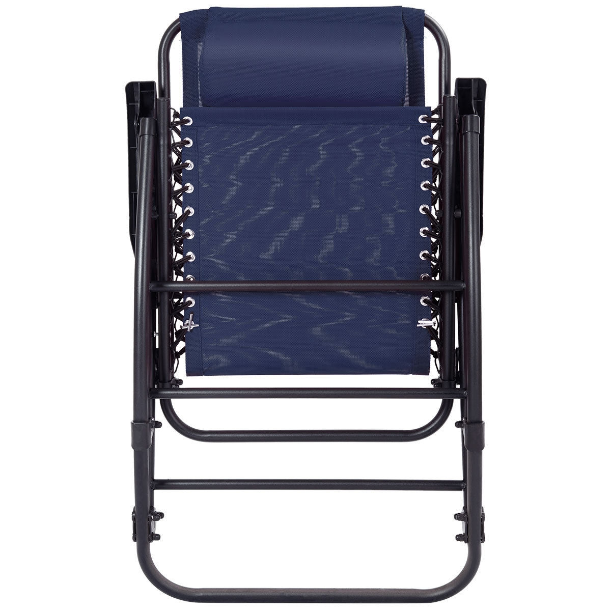 Outdoor Patio Headrest Folding Zero Gravity Rocking Chair-BlueÂ