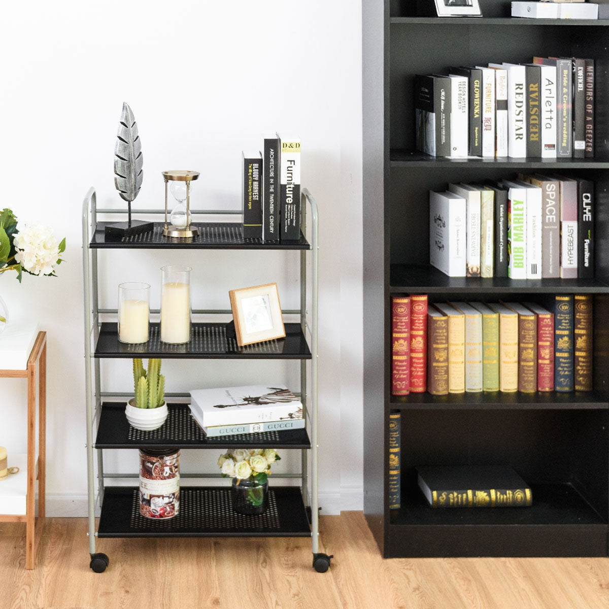 4 Tiers Rolling Storage Cart Utility Trolley-23.5 InchÂ