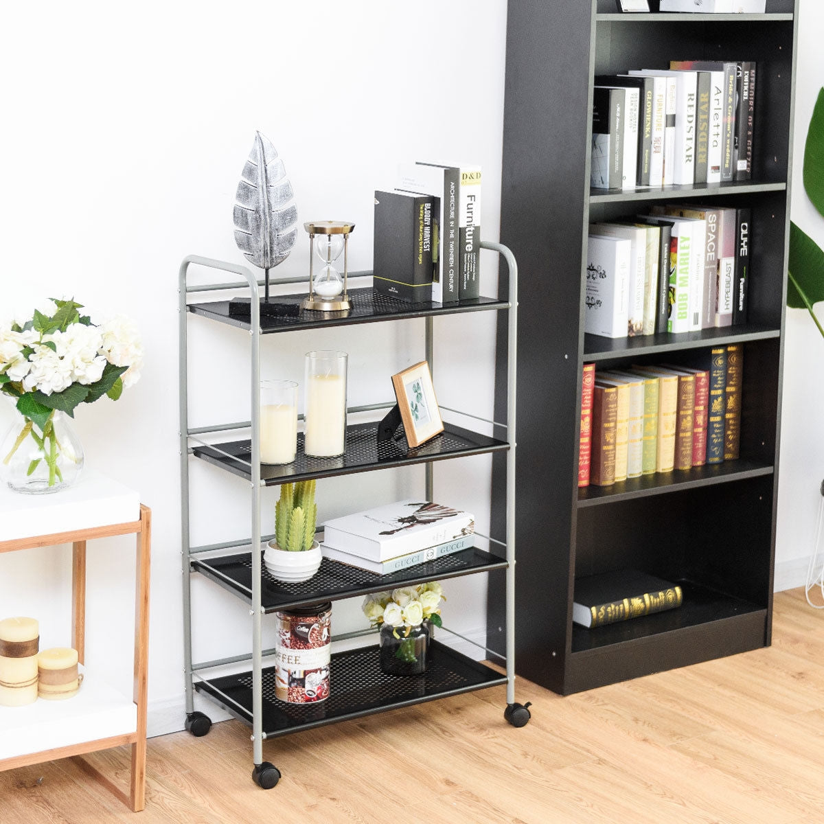 4 Tiers Rolling Storage Cart Utility Trolley-23.5 InchÂ