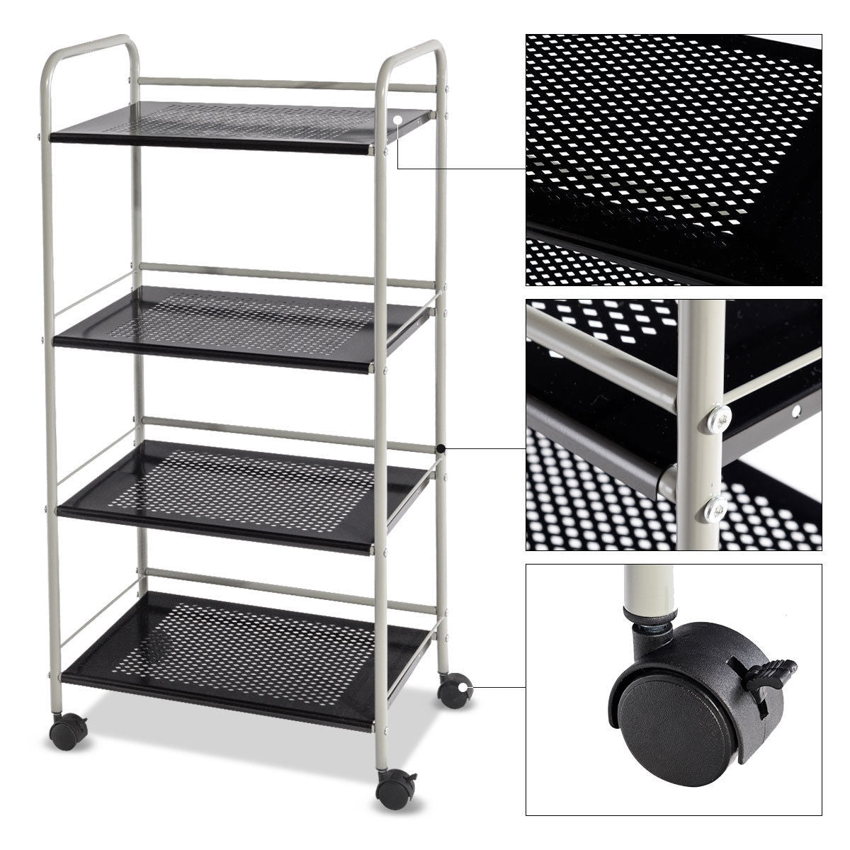 4 Tiers Rolling Cart Storage Display Rack-19.5 InchÂ