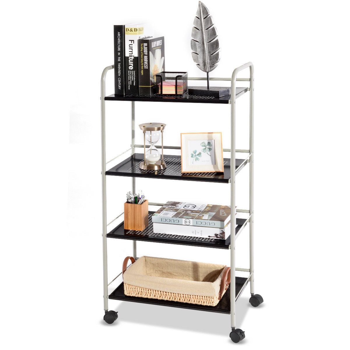 4 Tiers Rolling Cart Storage Display Rack-19.5 InchÂ