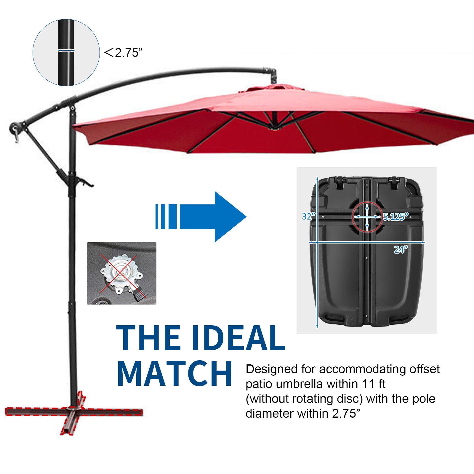 60L Plastic Weighted Fill Water Sand Wheel Patio Umbrella BaseÂ