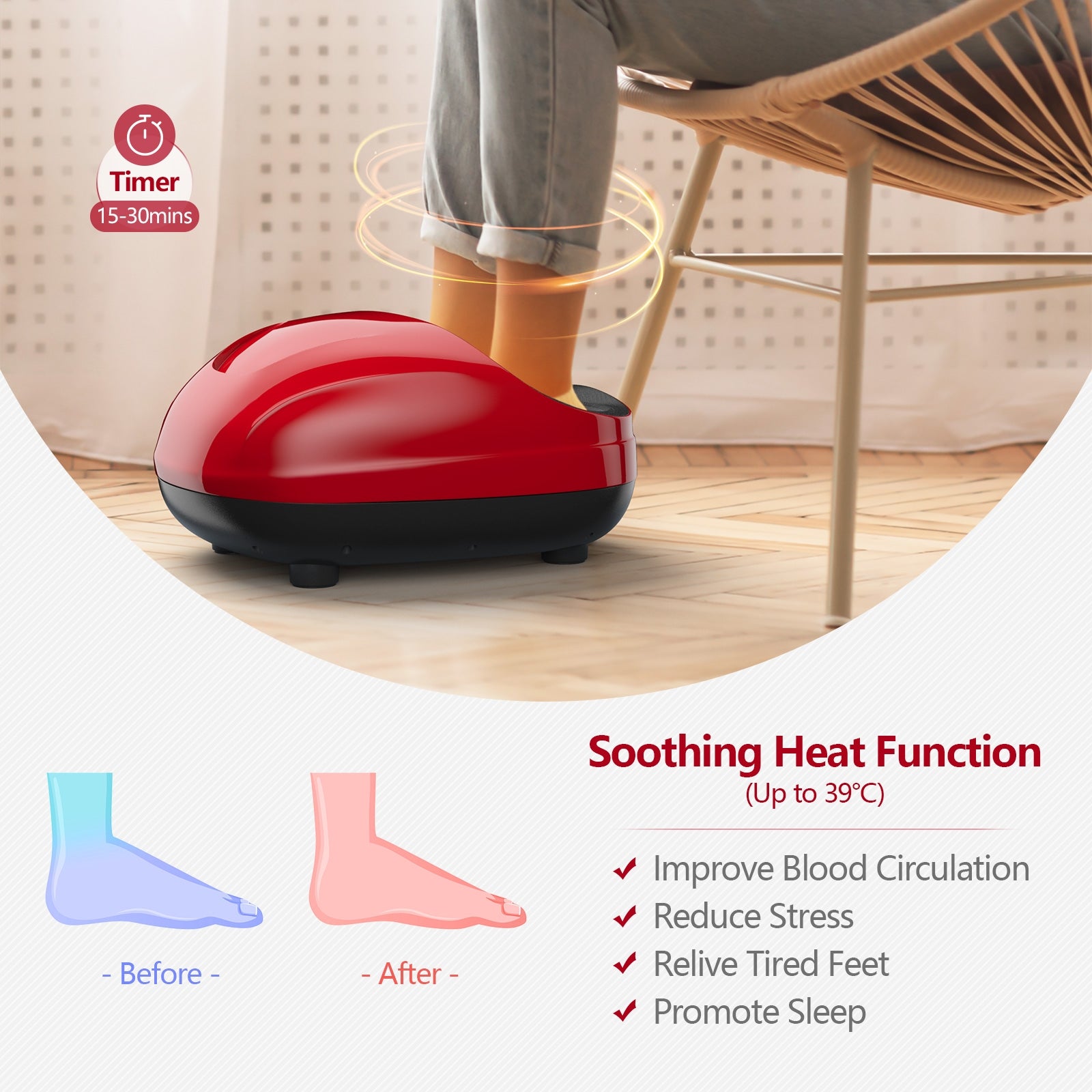 Foot Massager W/ Heat Rolling and Air CompressionÂ
