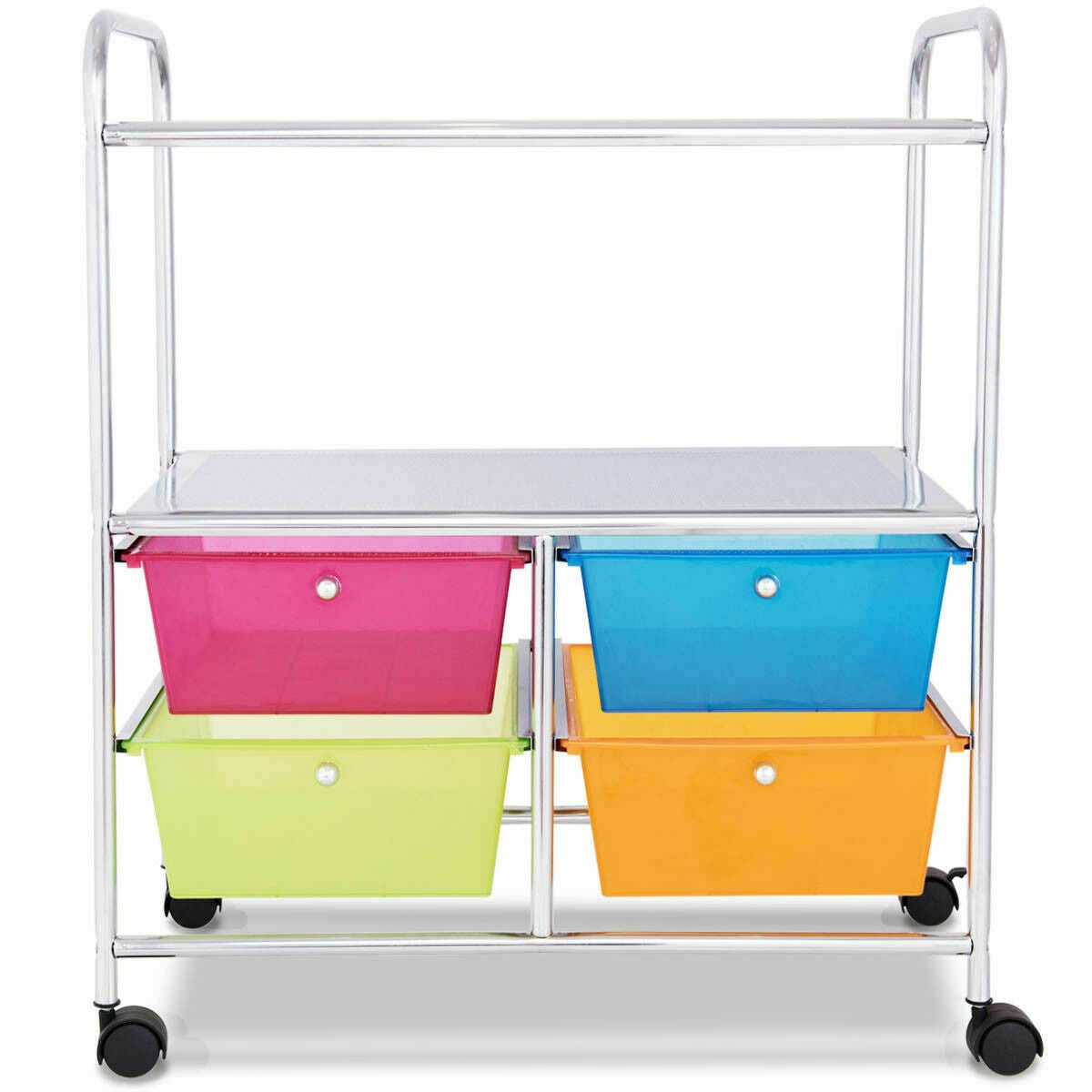 4 Drawers Shelves Rolling Storage Cart Rack-Transparent MulticolorÂ