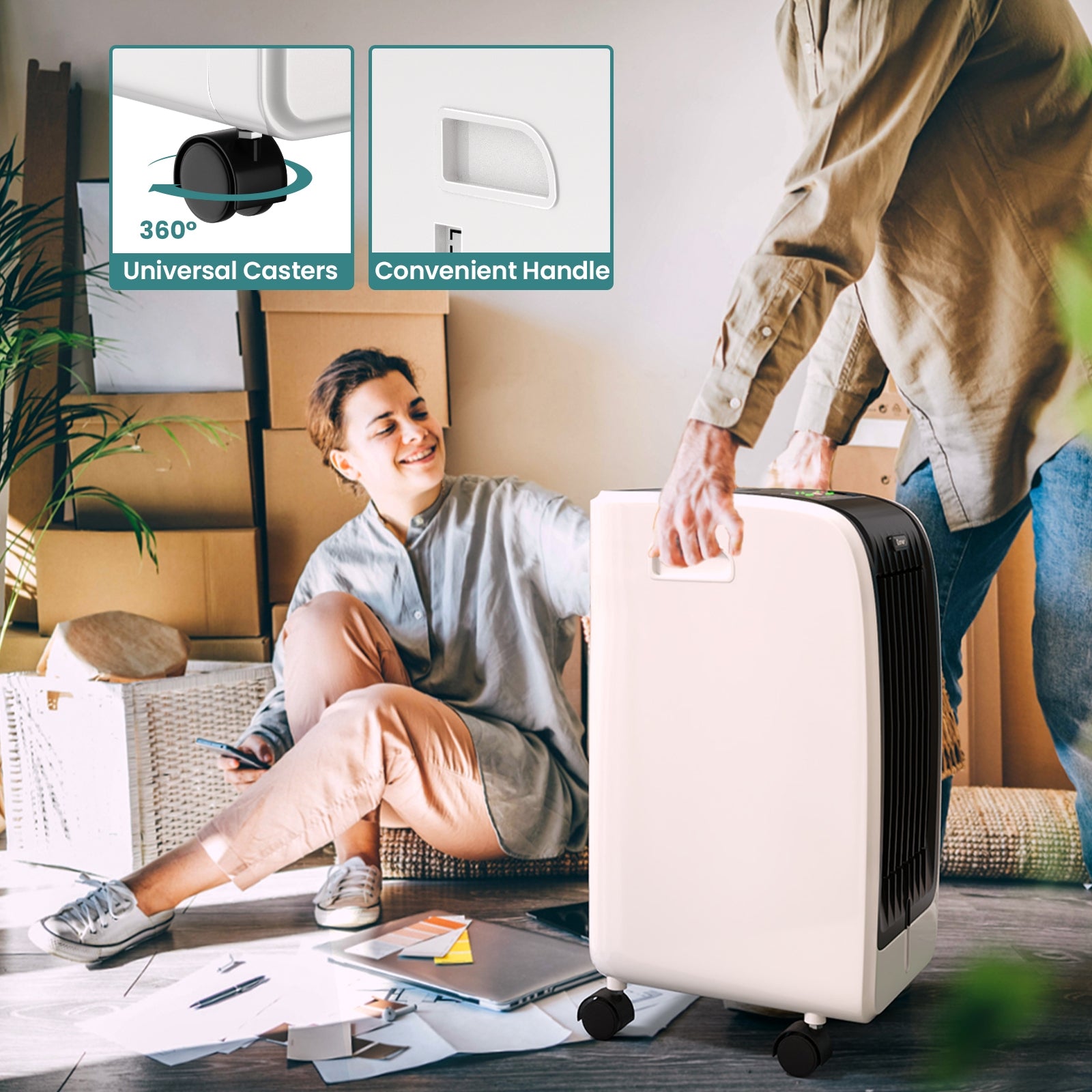 110V Portable Cooling Evaporative Fan with 3-Speed and 8H Timer FunctionÂ