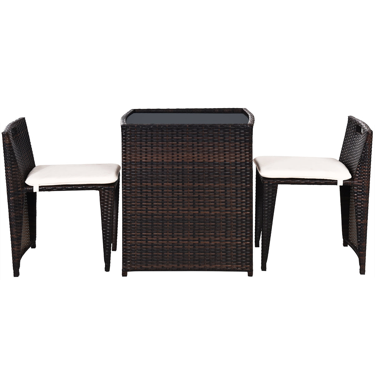 3 Pieces Cushioned Outdoor Wicker Patio Set with No Assembly NeededÂ