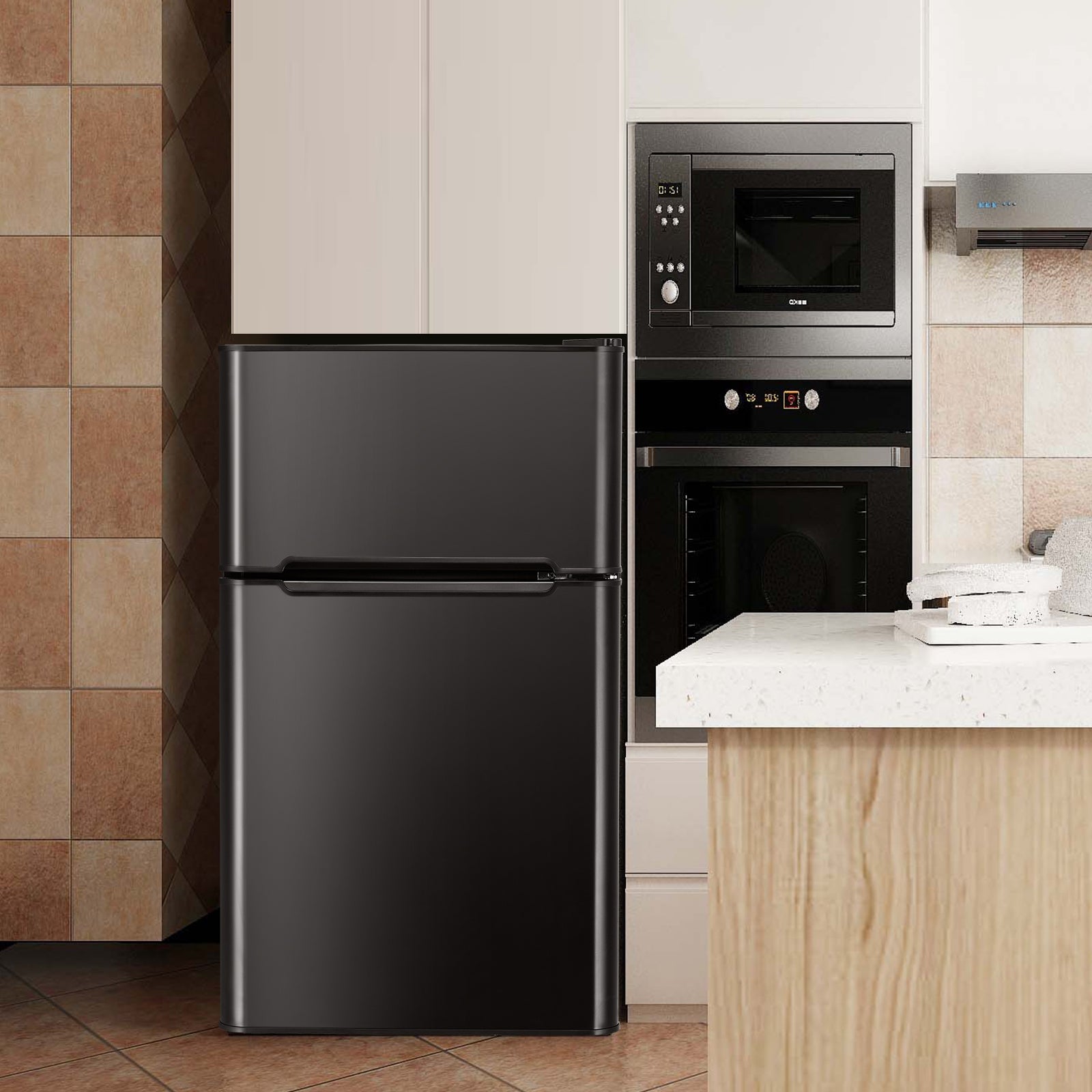 3.2 cu ft. Compact Stainless Steel Refrigerator-BlackÂ